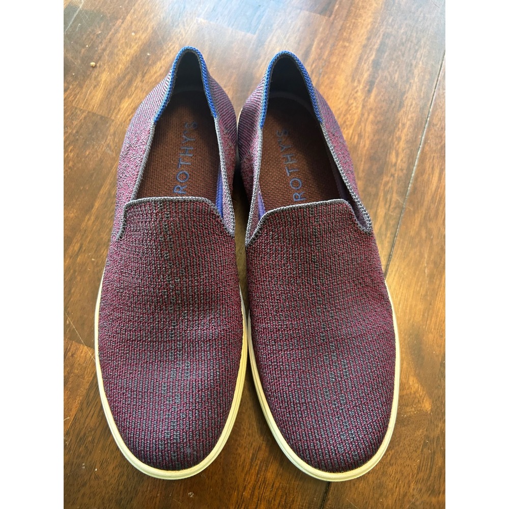 Rothys The Sneaker Plum Heather Purple Slip On Knit Shoes Womens 8.5